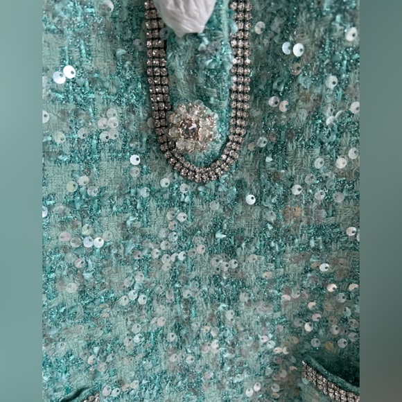 Self Portrait BLUE BOUCLE COLLARED MINI DRESS - Picture 3 of 3